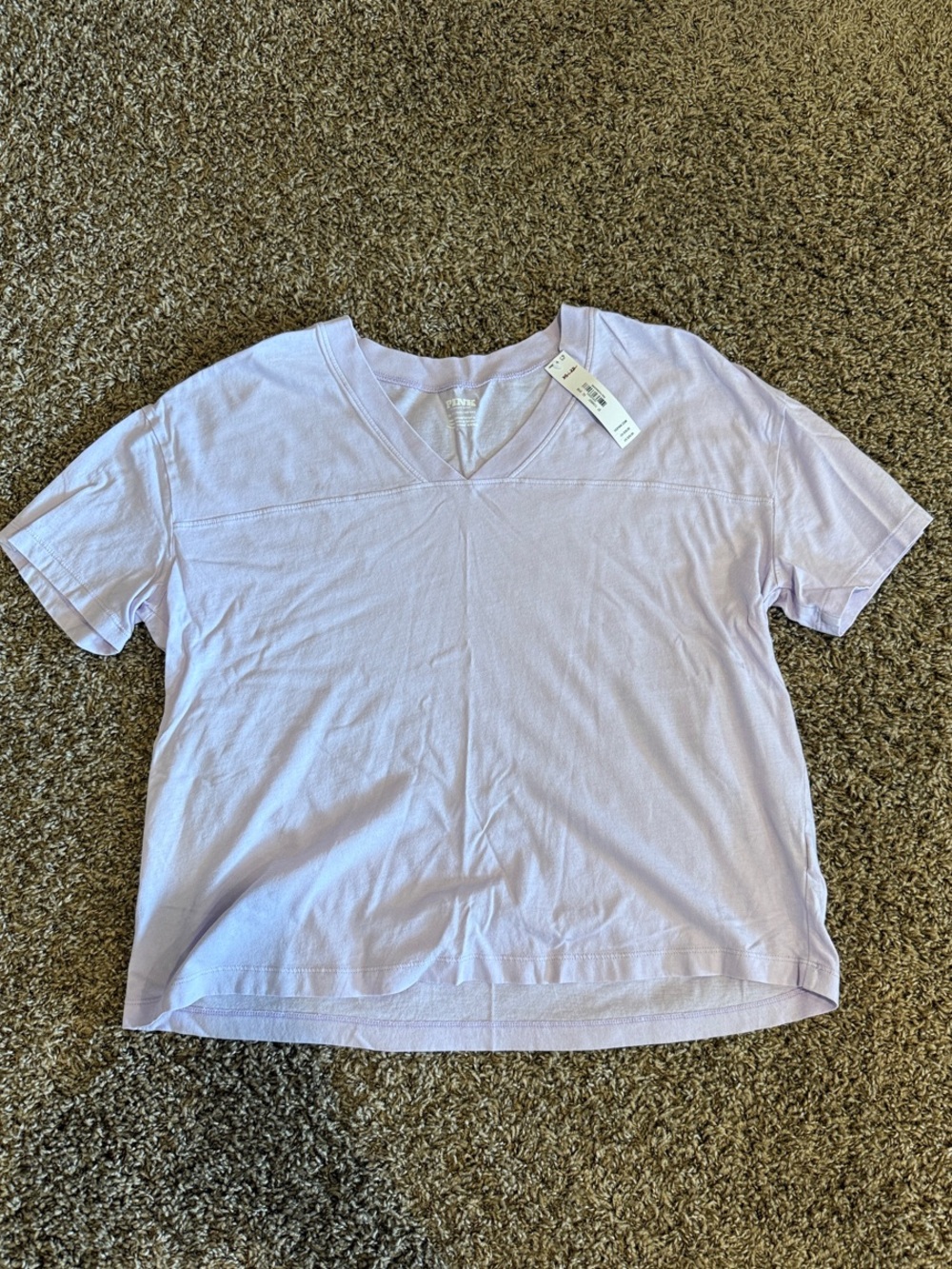 PINK Victoria's Secret Lavender Short Sleeve V-Neck Tee